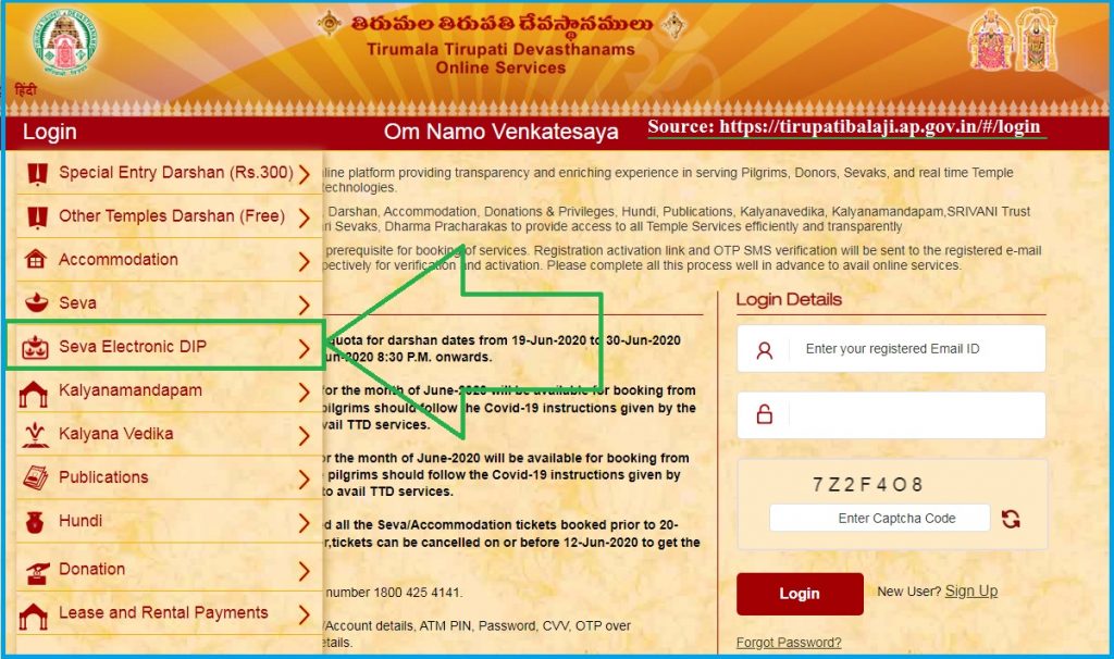 ttd lucky dip ttd seva online